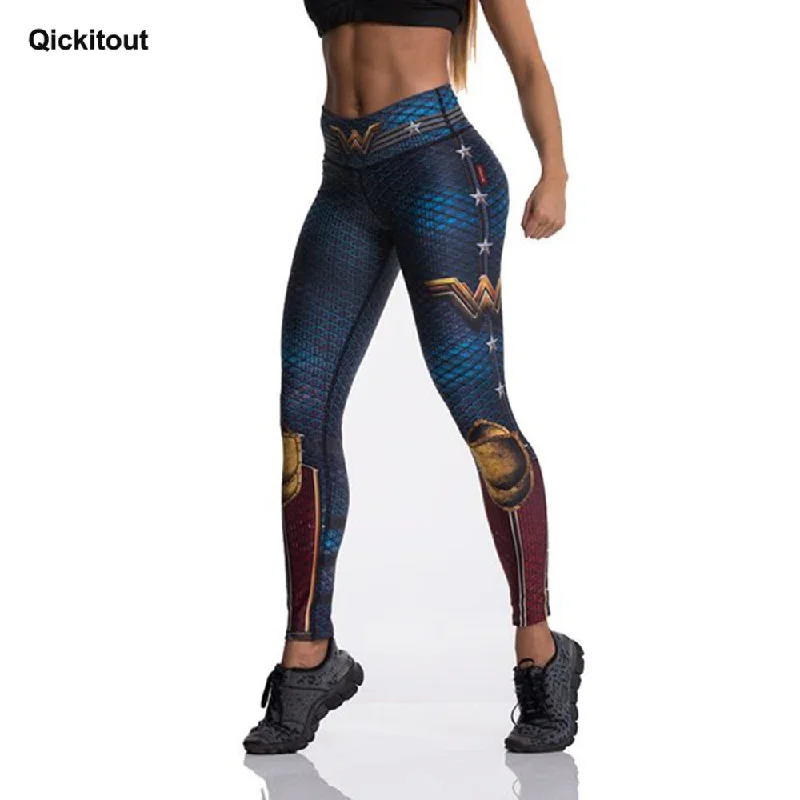 QICKITOUT Women's Wonder Woman Print Athletic Active Wear Leggings Fashionable Moisture-Wicking Leggings QICKITOUT Women's Wonder Woman Print Athletic Active Wear Leggings Fashionable Moisture-Wicking Leggings