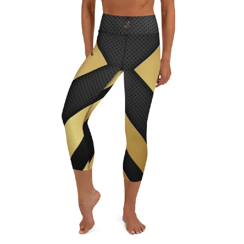 Gold Lining Yoga Capri Leggings Comfortable Sports Performance Tights