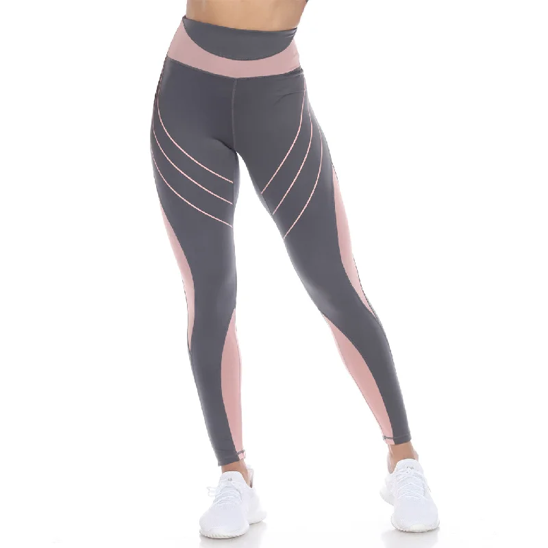 High-Waist Reflective Piping Fitness Leggings Comfortable Ribbed Waistband Leggings