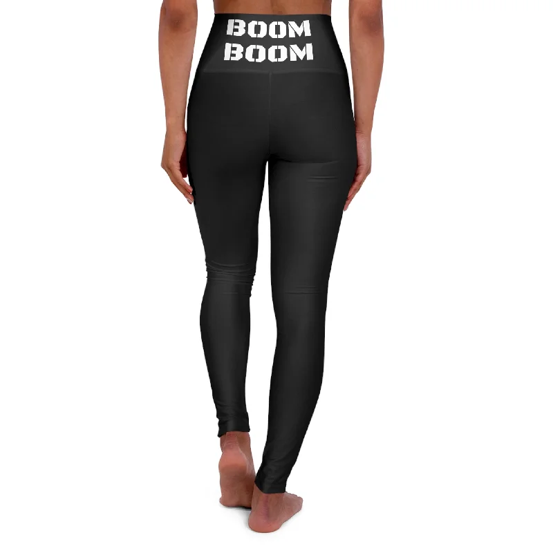 High Waisted Yoga Leggings - Black - BOOM BOOM Stylish Colorful Activewear Leggings