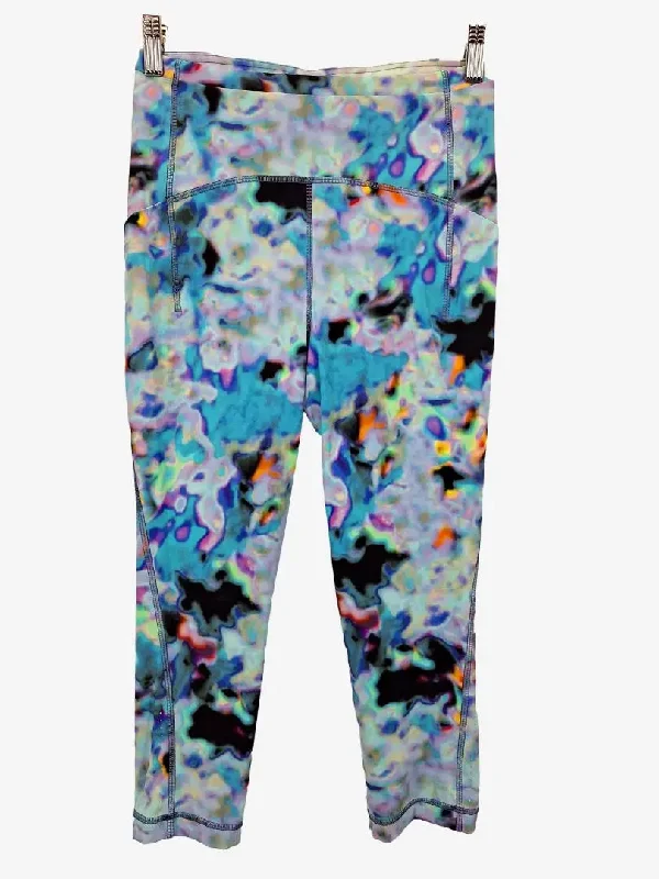 Lululemon Vibrant Rainbow Marble Cropped Leggings Size 6 Comfortable Leggings with Pockets