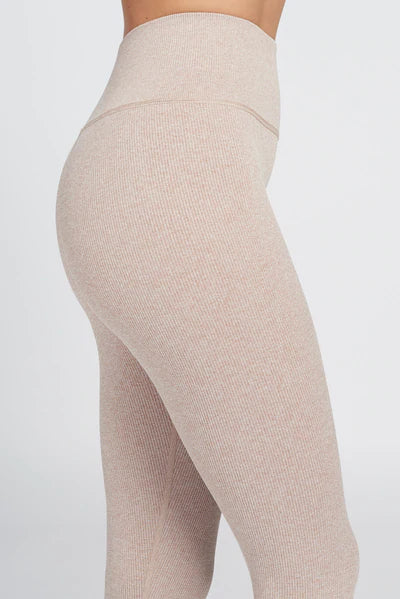 Luna high-waisted rib legging - Beige Melange Stylish Sporty Performance Leggings