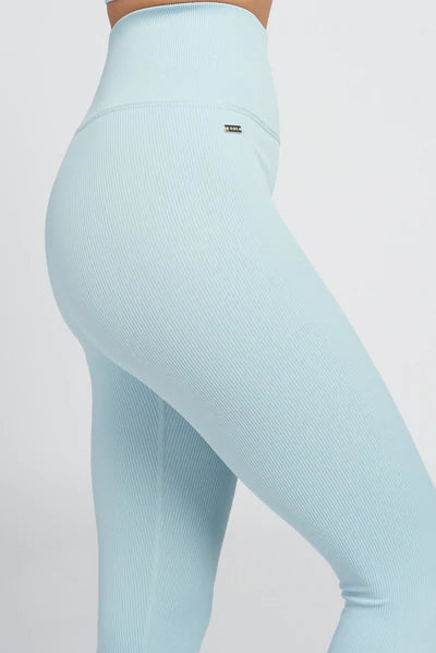 Luna high-waisted rib legging - Ice Blue Trendy Sweat-Wicking Workout Leggings