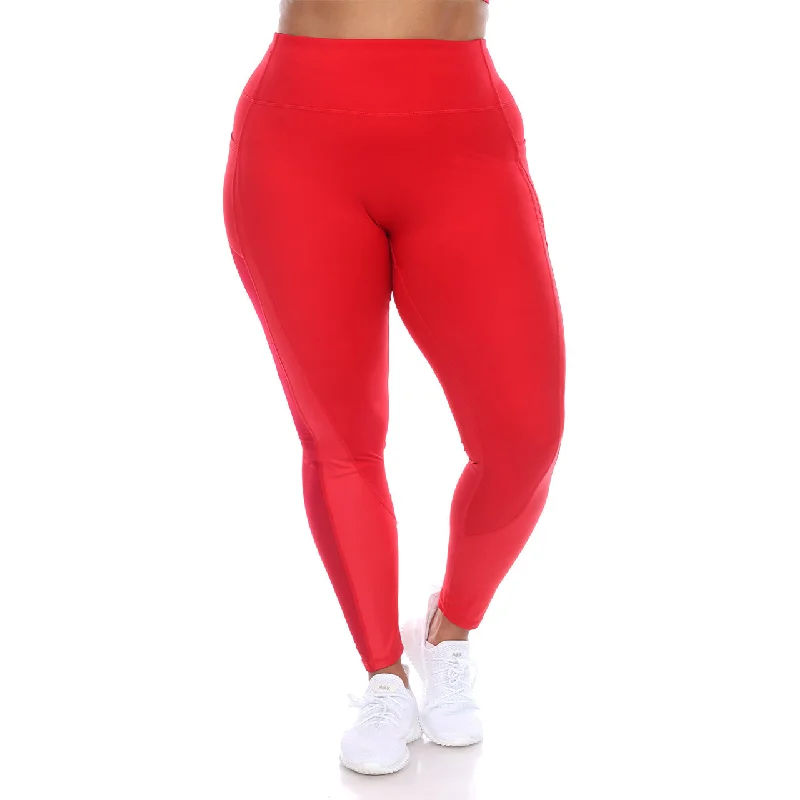 Plus Size High-Waist Mesh Fitness Leggings Stylish Pockets Active Leggings
