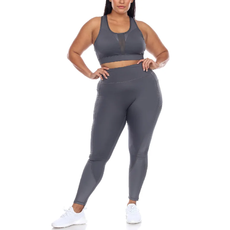 Plus Size Racer Back Sports Bra & Mesh Leggings Set Comfortable Cold Weather Leggings Plus Size Racer Back Sports Bra & Mesh Leggings Set Comfortable Cold Weather Leggings