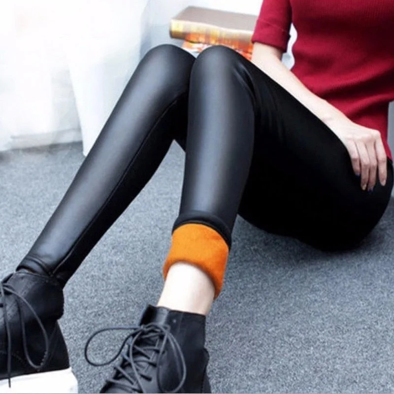 Plus Velvet Faux Leather Legging Women Winter Warm legging large Size Black Leggings Calzas Mujer Leggins Thick Fleece Sexy Y081 Stylish High-Waisted Leggings Plus Velvet Faux Leather Legging Women Winter Warm legging large Size Black Leggings Calzas Mujer Leggins Thick Fleece Sexy Y081 Stylish High-Waisted Leggings