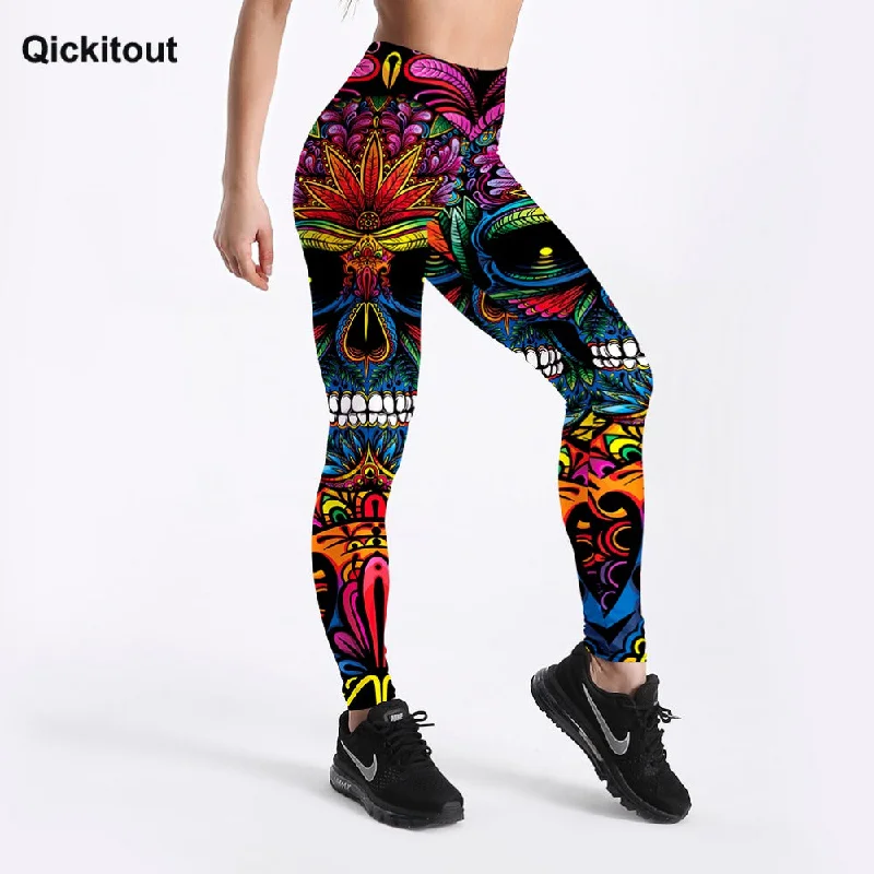 QICKITOUT Women's Workout Fitness Active Wear Leggings in Skull & Kaleidoscope Print Cozy Yoga Compression Leggings QICKITOUT Women's Workout Fitness Active Wear Leggings in Skull & Kaleidoscope Print Cozy Yoga Compression Leggings