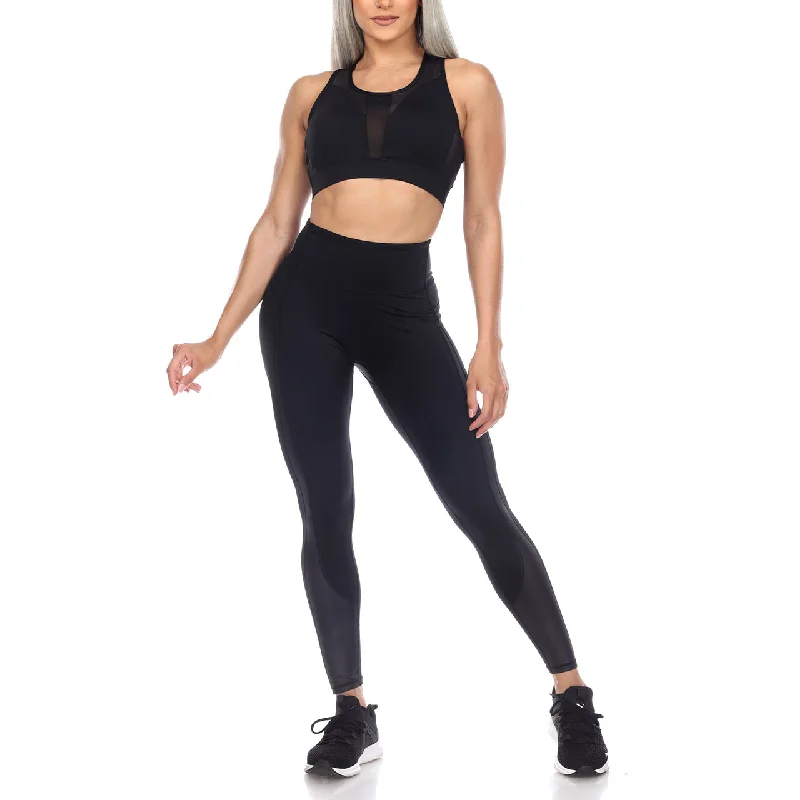 Racer Back Sports Bra & Mesh Leggings Set Stylish Camo Print Leggings
