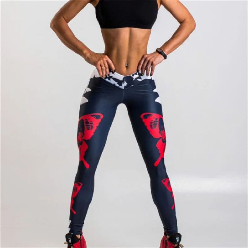 QICKITOUT Women's Fitness Workout Activewear Leggings with Butterfly Print Stylish Sporty Performance Leggings QICKITOUT Women's Fitness Workout Activewear Leggings with Butterfly Print Stylish Sporty Performance Leggings