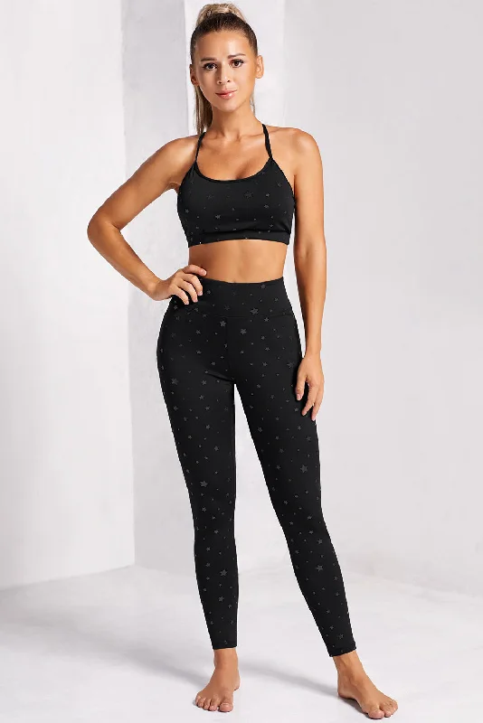 Star Print Sports Bra and Leggings Set Fashionable Sports Leggings