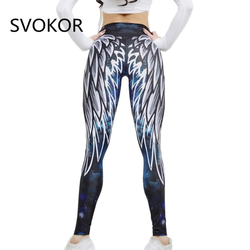 SVOKOR High-Waist Harajuku Wing Print Athletic Fitness Active Wear Leggings Stylish Ultra Stretch Leggings SVOKOR High-Waist Harajuku Wing Print Athletic Fitness Active Wear Leggings Stylish Ultra Stretch Leggings