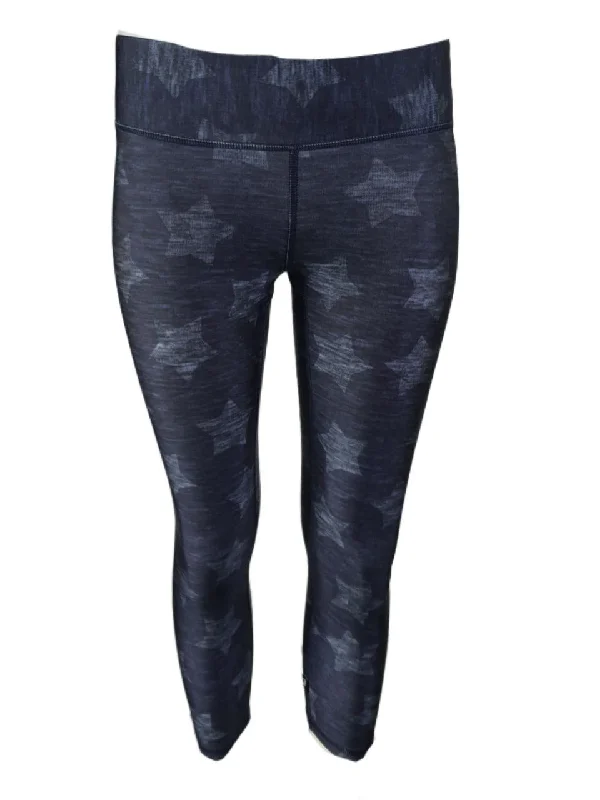 TEREZ Women's Blue Heathered Stars Leggings #424027711 NWT Stylish Ankle-Length Leggings TEREZ Women's Blue Heathered Stars Leggings #424027711 NWT Stylish Ankle-Length Leggings
