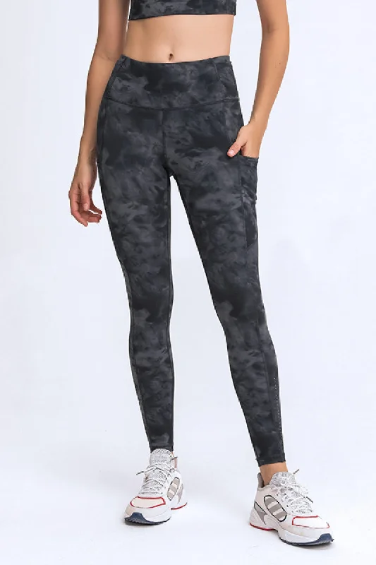 Thigh Pocket Active Leggings Fashionable Printed Legging Pants