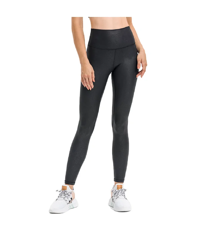 Vegan Leather High Waist Legging Fashionable Embroidered Detail Leggings