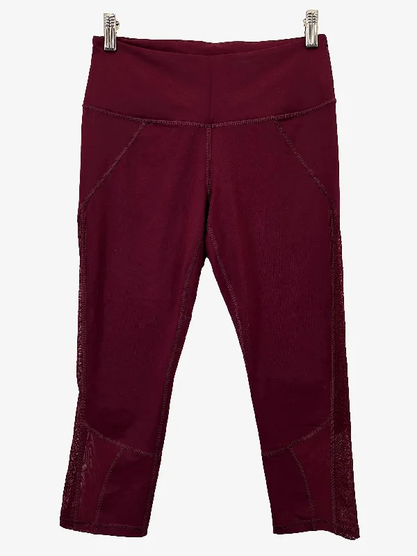 Victoria's Secret Burgundy Lace Inset Sports Capri Leggings Size M Stylish Stretch Pants Leggings Victoria's Secret Burgundy Lace Inset Sports Capri Leggings Size M Stylish Stretch Pants Leggings