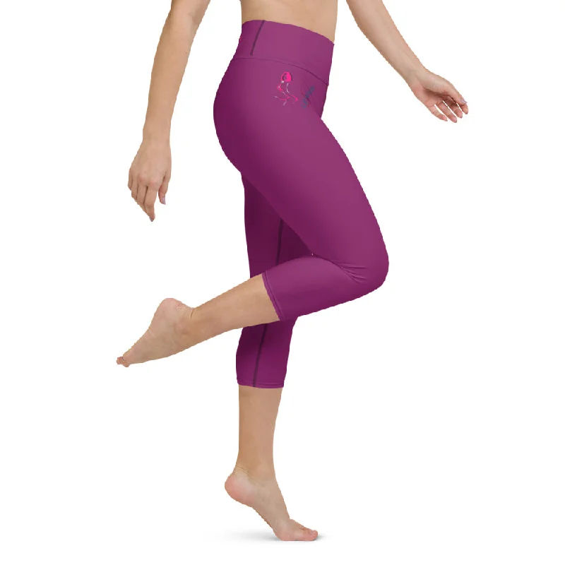 Yl - Yoga Capri Leggings Stylish Stretch-Waist Leggings