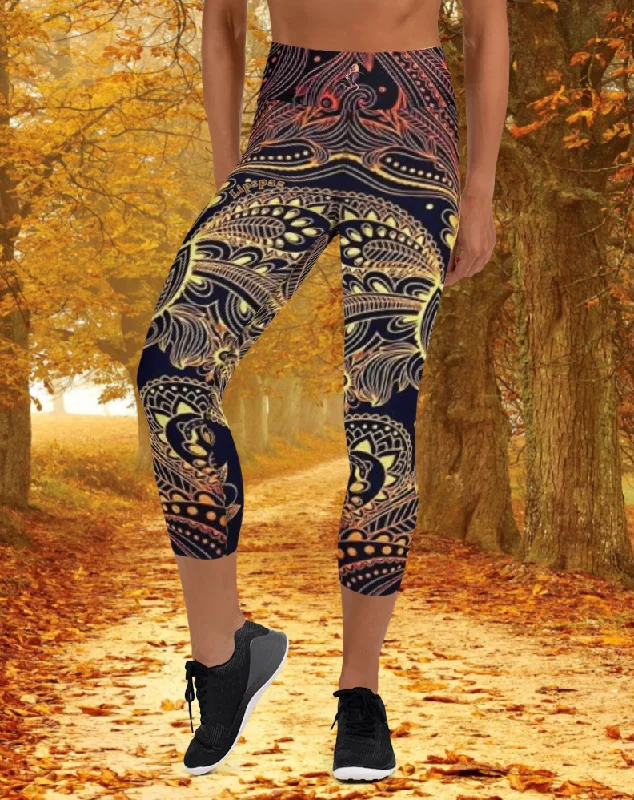 Yq - Yoga Capri Leggings Fashionable Quick-Dry Yoga Pants