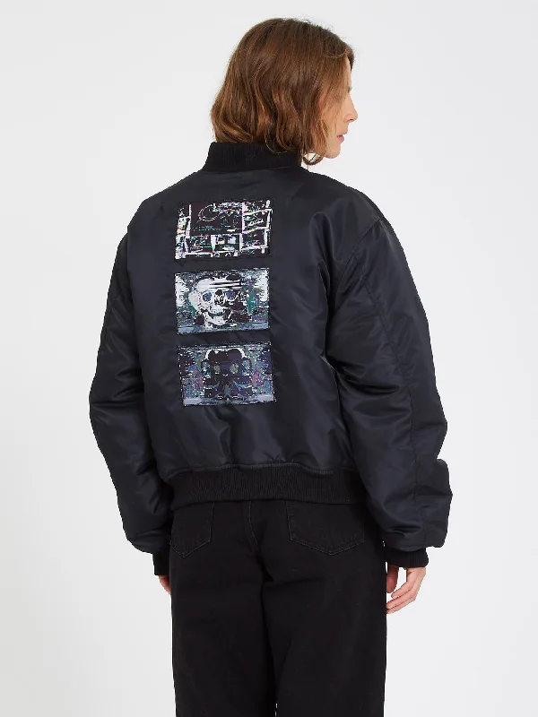 Boombers Jacket - BLACK Belted Jacket Elasticated Jacket Padded Jacket
