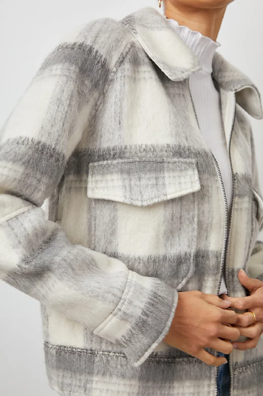 CHEYENNE JACKET - SNOW GREY Hoodie Zip-Up Jacket Button-Up Jacket