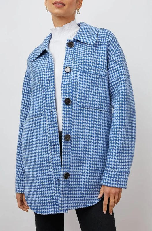 CONNIE SHIRT JACKET - COBALT HOUNDSTOOTH Bomber Jacket Anorak Windbreaker
