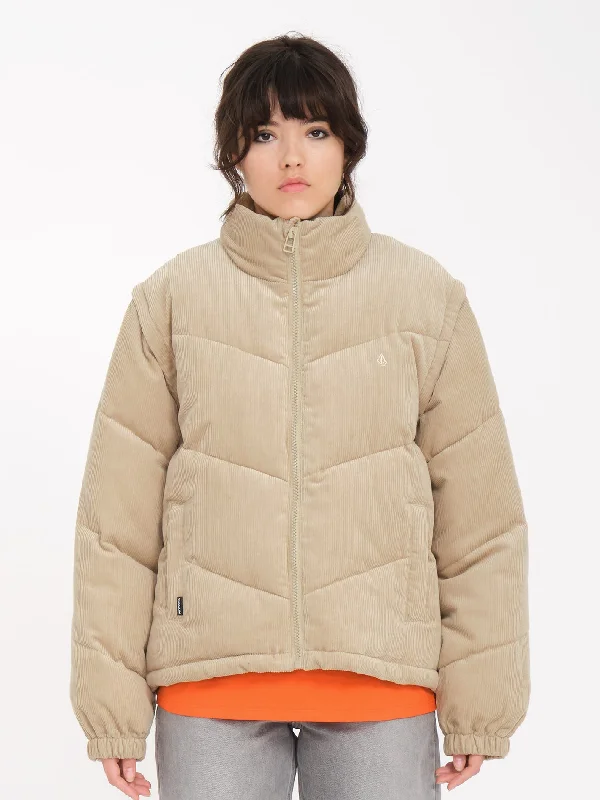Cord'N Puff Jacket - KHAKI Knit Jacket Woven Jacket Fleece Jacket