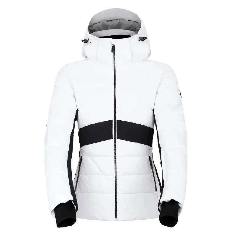 Glacial Ski Jacket - White/Black Satin Fabric Silk Fabric Chiffon Fabric