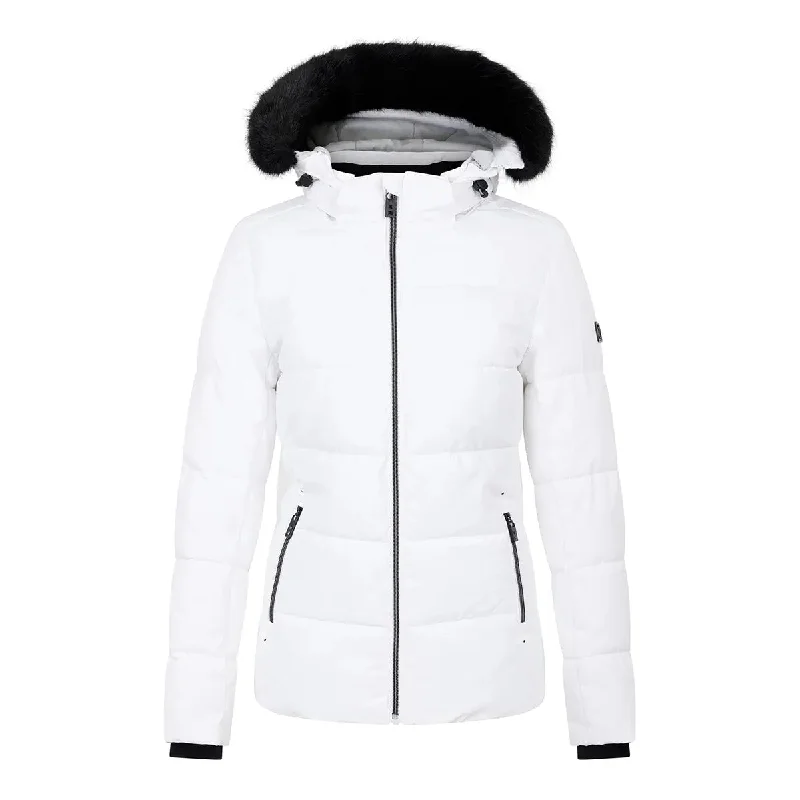 Glamourize V Baffled Ski Jacket - White Knit Fabric Woven Fabric Fleece Fabric