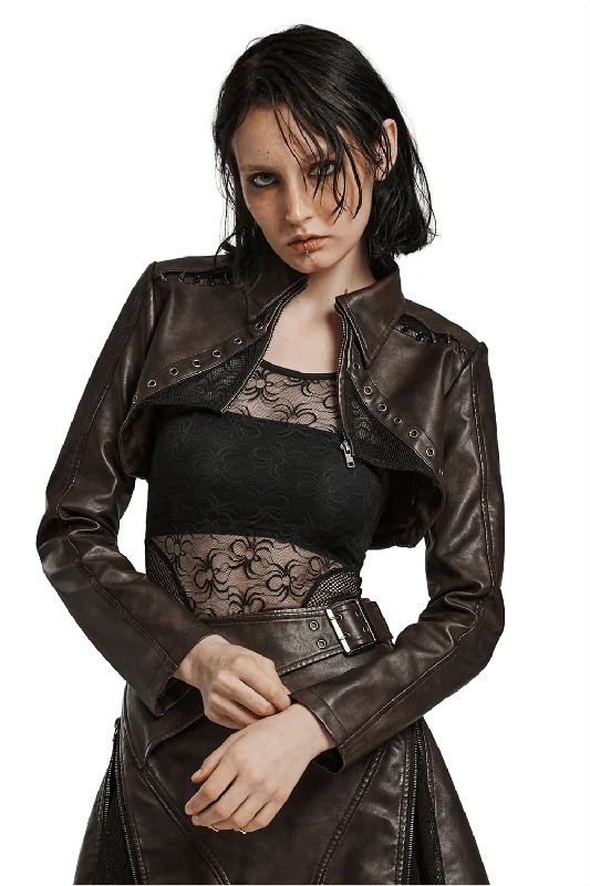 Edgy Faux Leather Punk Crop Jacket with Spikes Faux Fur Jacket Real Fur Jacket Shearling Jacket