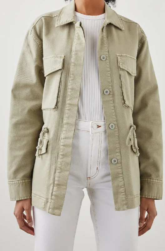 EVAN JACKET - SAGE Ribbed Jacket Pleated Jacket Ruffled Jacket