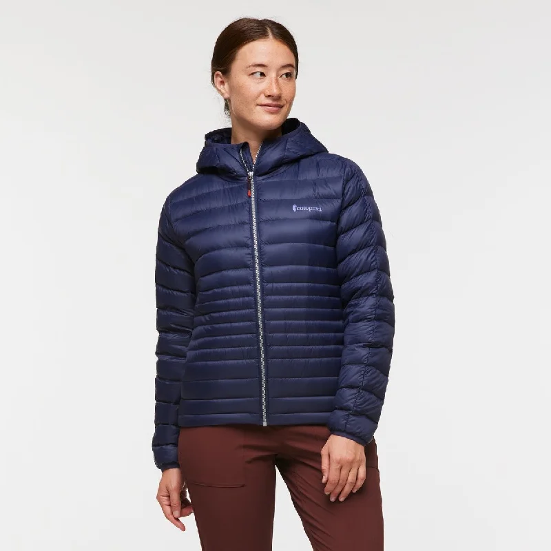 Fuego Down Hooded Jacket - Womens Front Pockets Side Pockets Patch Pockets