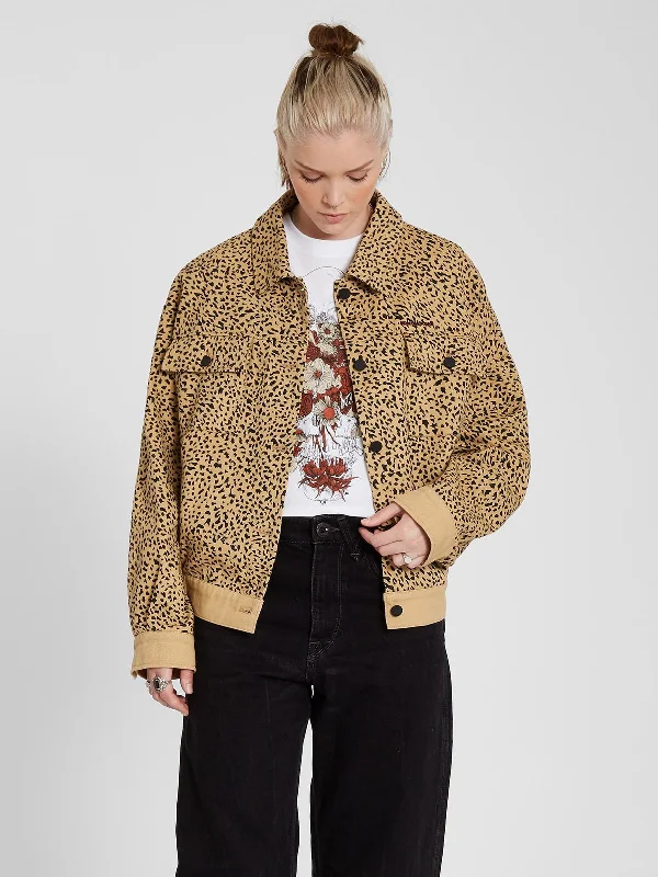 High Wired Jacket - Animal Print Fitted Jacket Loose Jacket Oversized Jacket