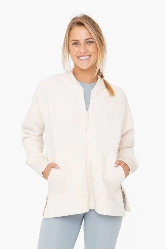 Mono B Microfleece Bomber Jacket Zippered Jacket Buttoned Jacket Snapped Jacket