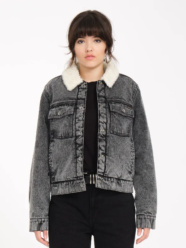 Radstone Denim Jacket - BLACK Faux Fur Jacket Real Fur Jacket Shearling Jacket