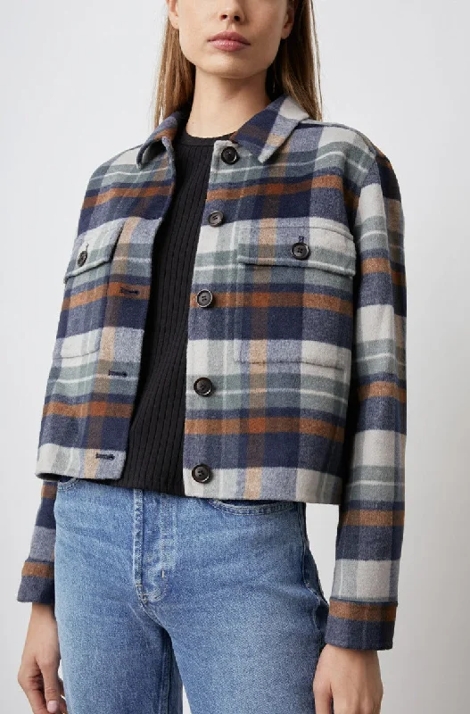 STEFFI JACKET - VAIL PLAID Notch Collar Peter Pan Collar Cowl Neck