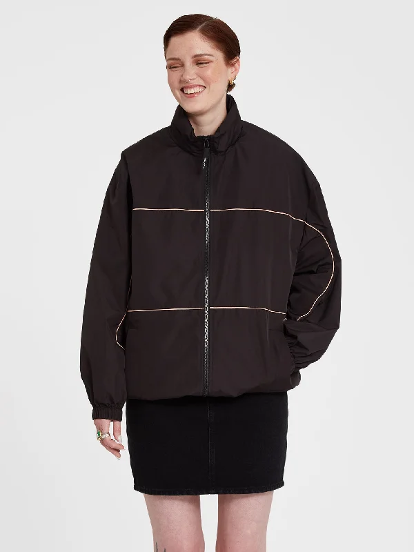 Sumbreaker Jacket - BLACK Boat Neck Shawl Collar Notched Collar