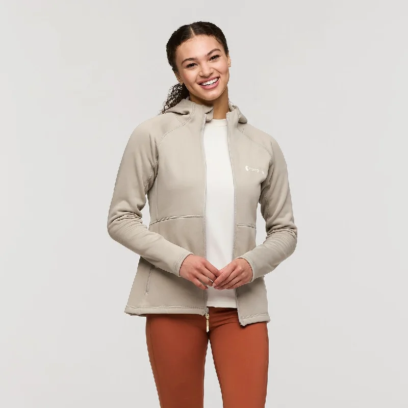 Tempa Fleece Hooded Jacket - Womens Ribbed Jacket Pleated Jacket Ruffled Jacket