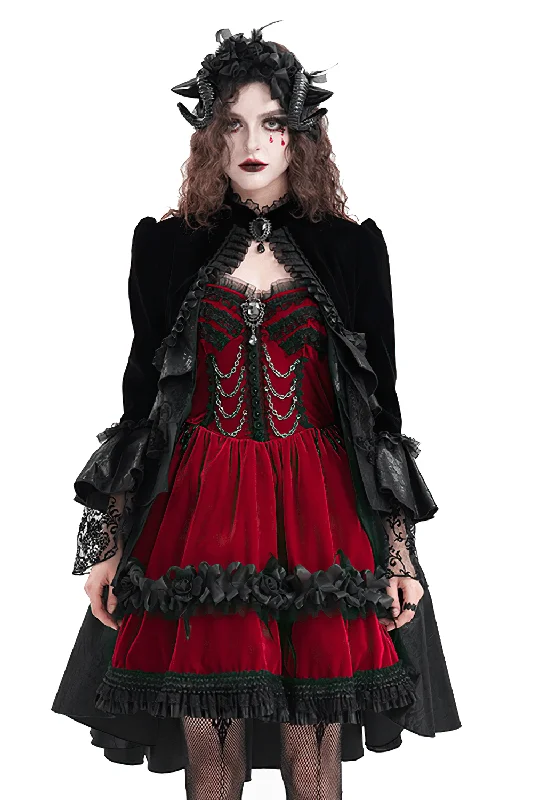 Victorian Gothic Black Velvet Jacket with Lace and Ruffles Insulated Jacket Fitted Jacket Loose Jacket Victorian Gothic Black Velvet Jacket with Lace and Ruffles Insulated Jacket Fitted Jacket Loose Jacket