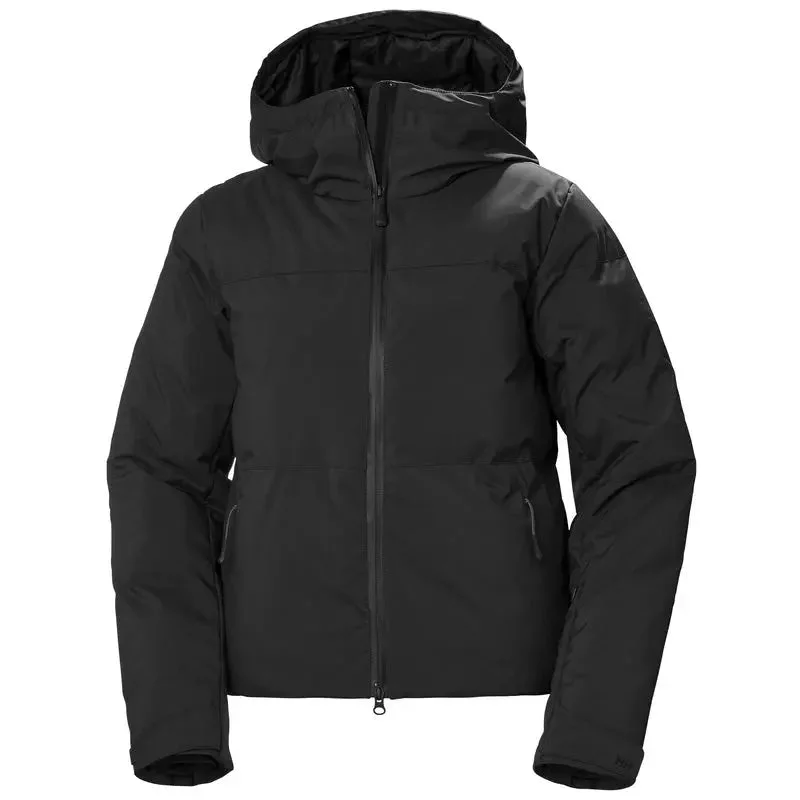 Nora Short Puffy Ski Jacket - Black Denim Fabric Leather Fabric Suede Fabric
