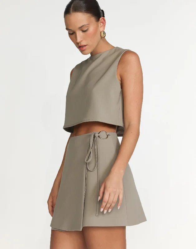 Alayna Mini Skirt (Dusty Sage) modal blend skirt