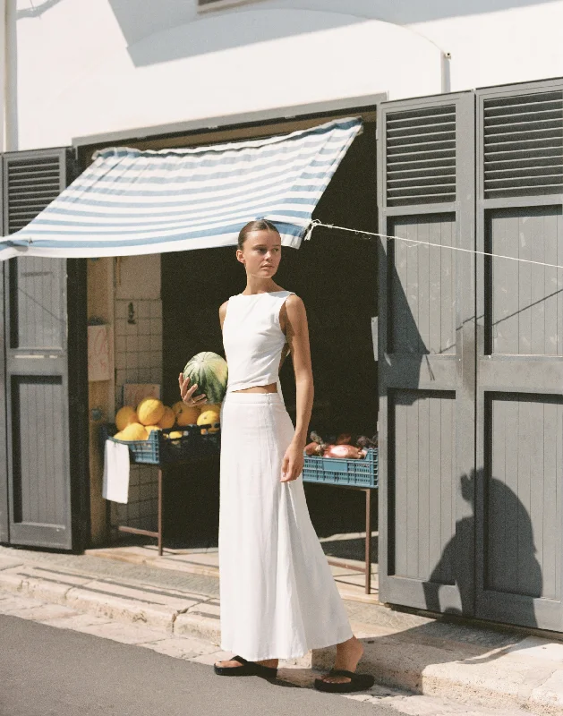 Aleah Maxi Skirt (White) lace skirt intricate