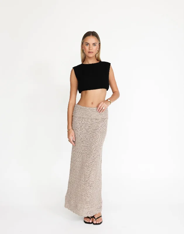 Amani Maxi Skirt (Macchiato) velvet skirt glossy