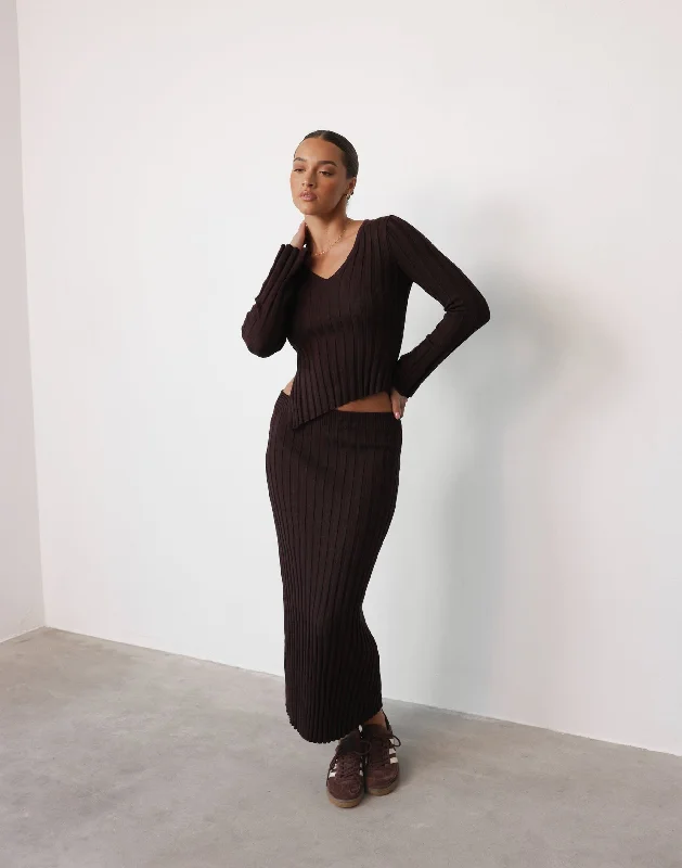 Andrea Maxi Skirt (Chocolate) vintage skirt charm