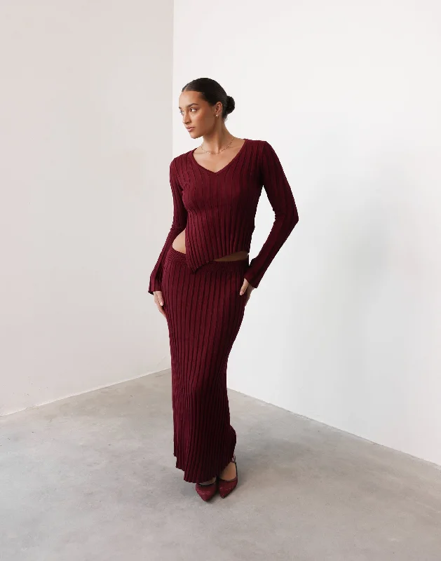 Andrea Maxi Skirt (Cranberry) boho skirt vibe
