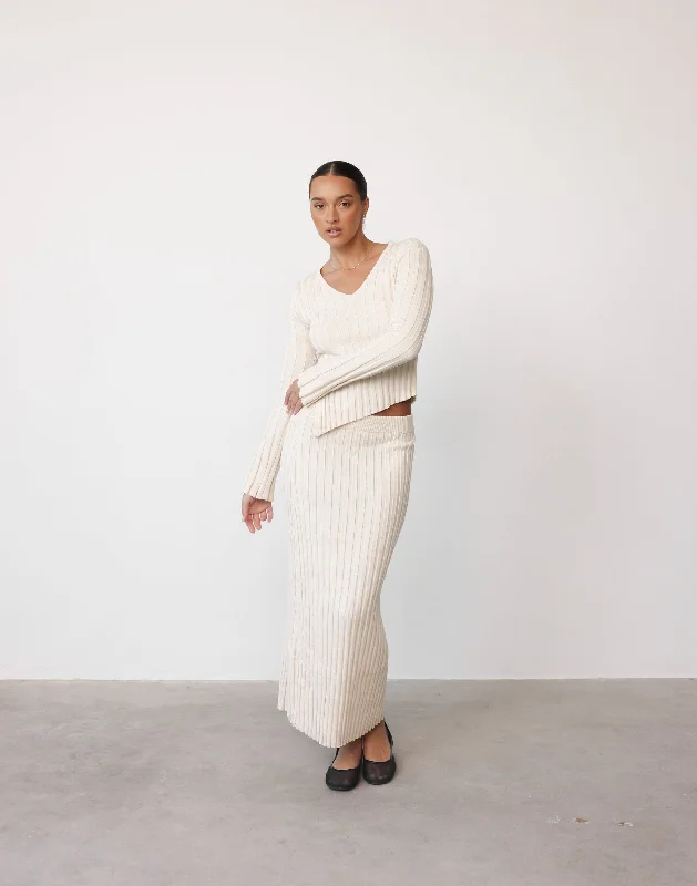 Andrea Maxi Skirt (Cream) ruffled skirt detail