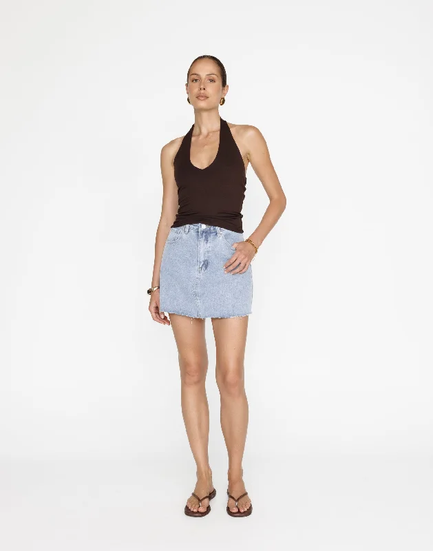 Asher Denim Mini Skirt (Light Vintage) denim skirt trendy