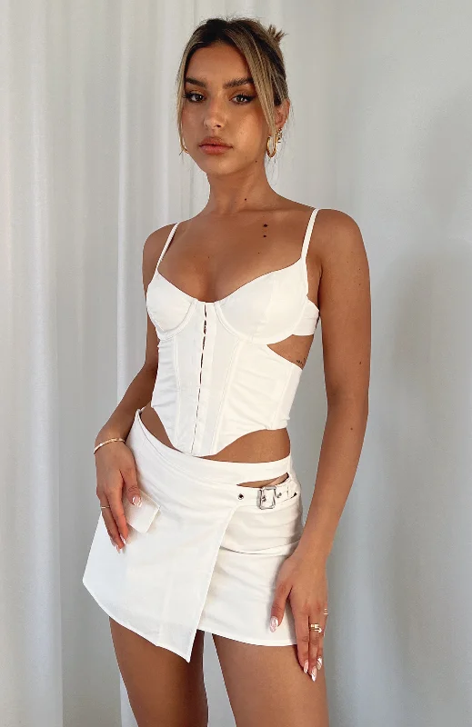 Chosen One Mini Skirt White high slit skirt