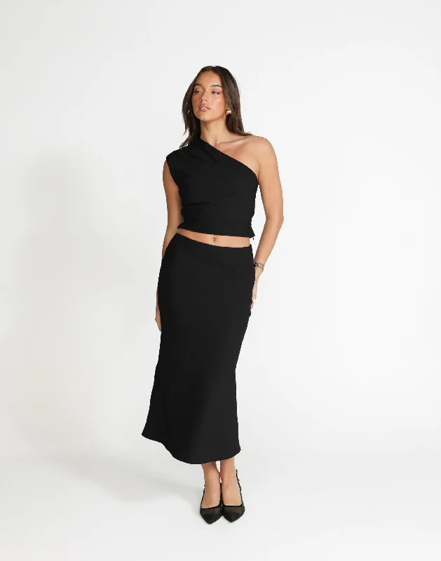 Colby Midi Skirt (Black) summer skirt style