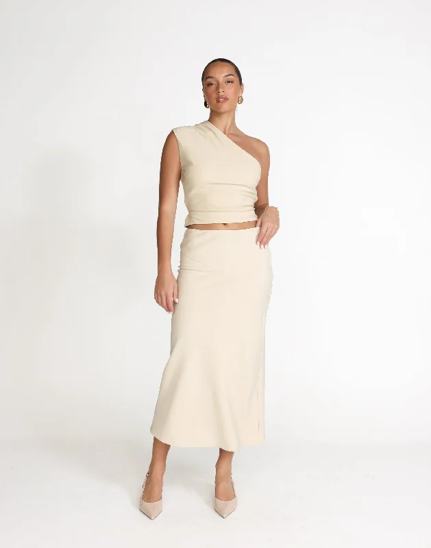 Colby Midi Skirt (Sandstone) casual skirt length