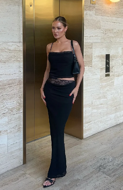 It's A Sign Maxi Skirt Black corduroy skirt cozy