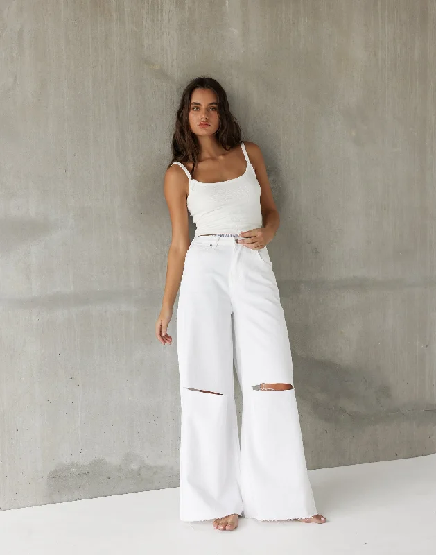 Jacob Jeans (White) Trendy Classic Fit Jeans